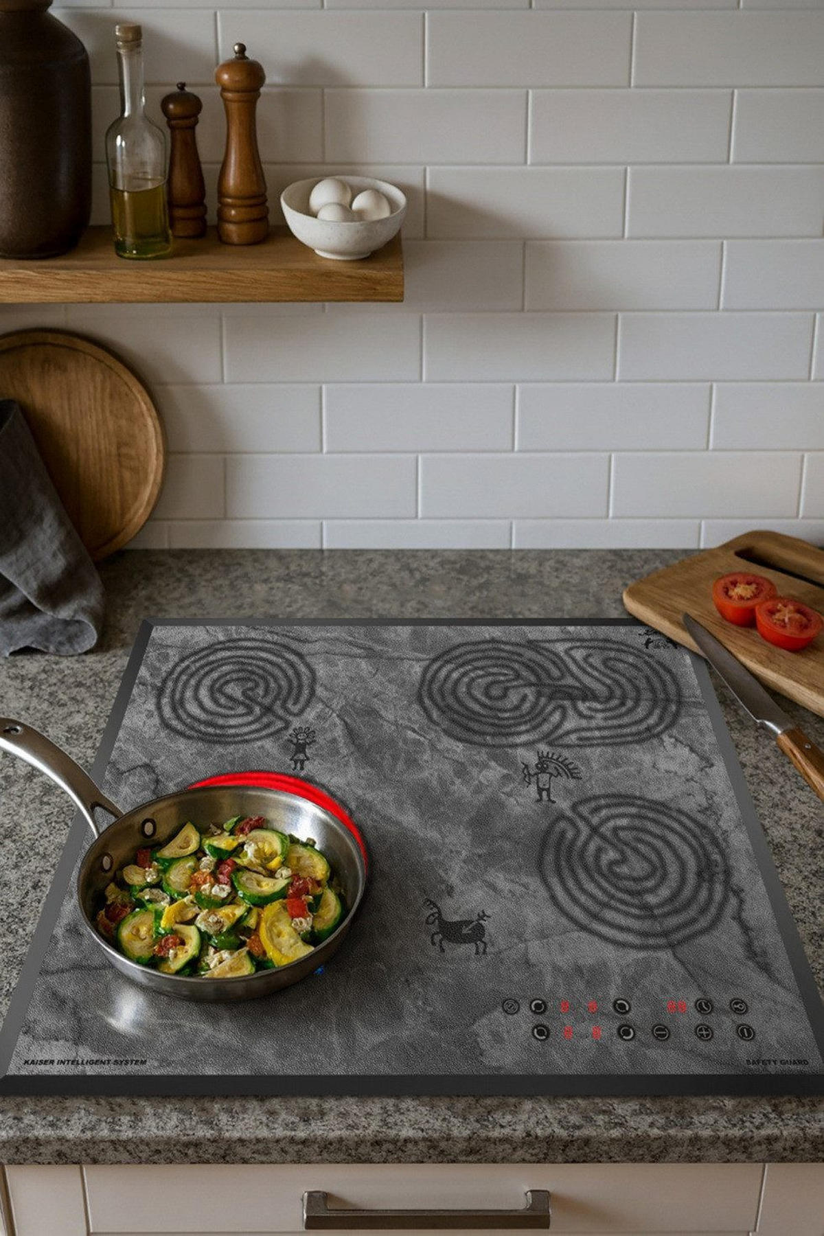 ELEKTRO-KOCHFELD mit Höhlenmalereimotiv KCT 6115 F Ära, 60 cm - Schwarz, Glas/Keramik (59/5.5/52cm) - Kaiser Küchengeräte