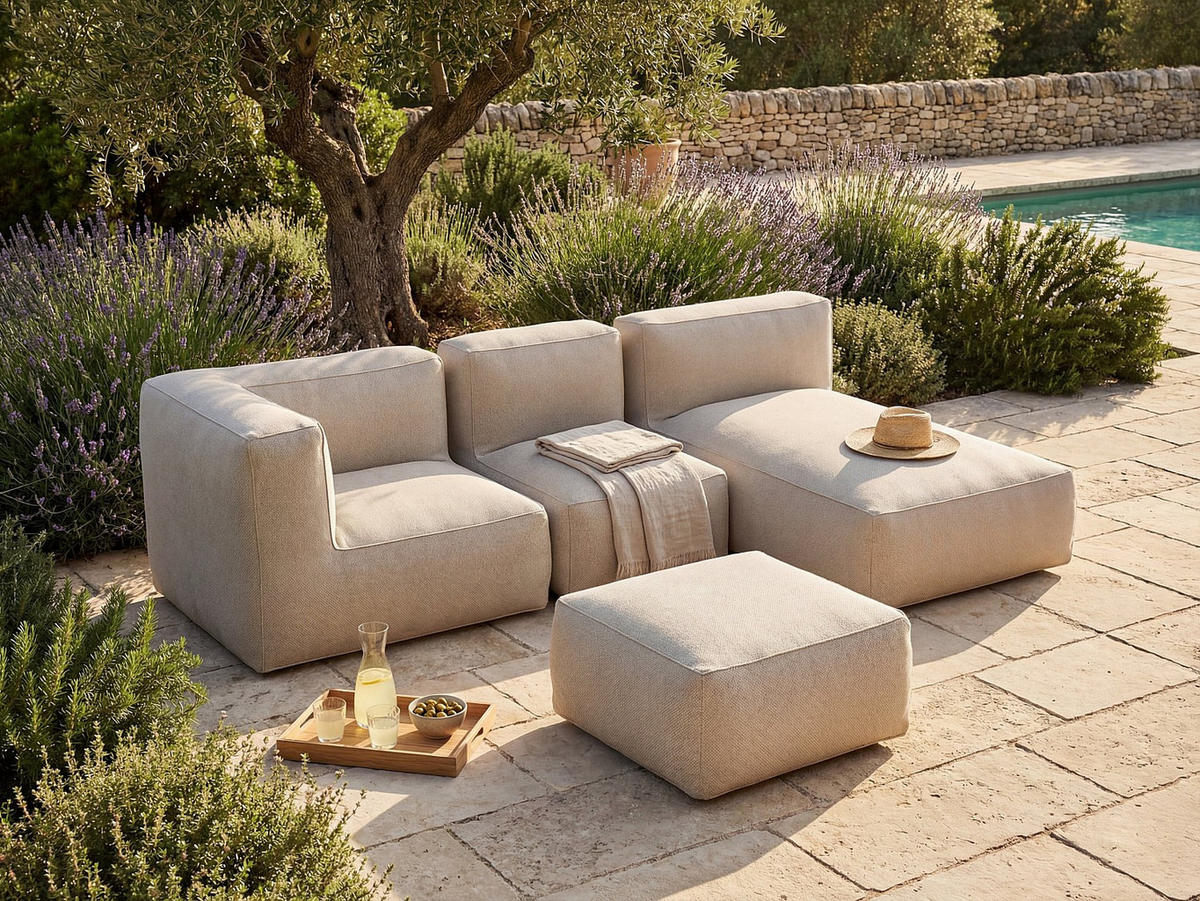 GARTENSITZGRUPPE im Set - 4 -Sitzer - Olefin - beige - NOUMARA - Beige, Textil - Vente-Unique