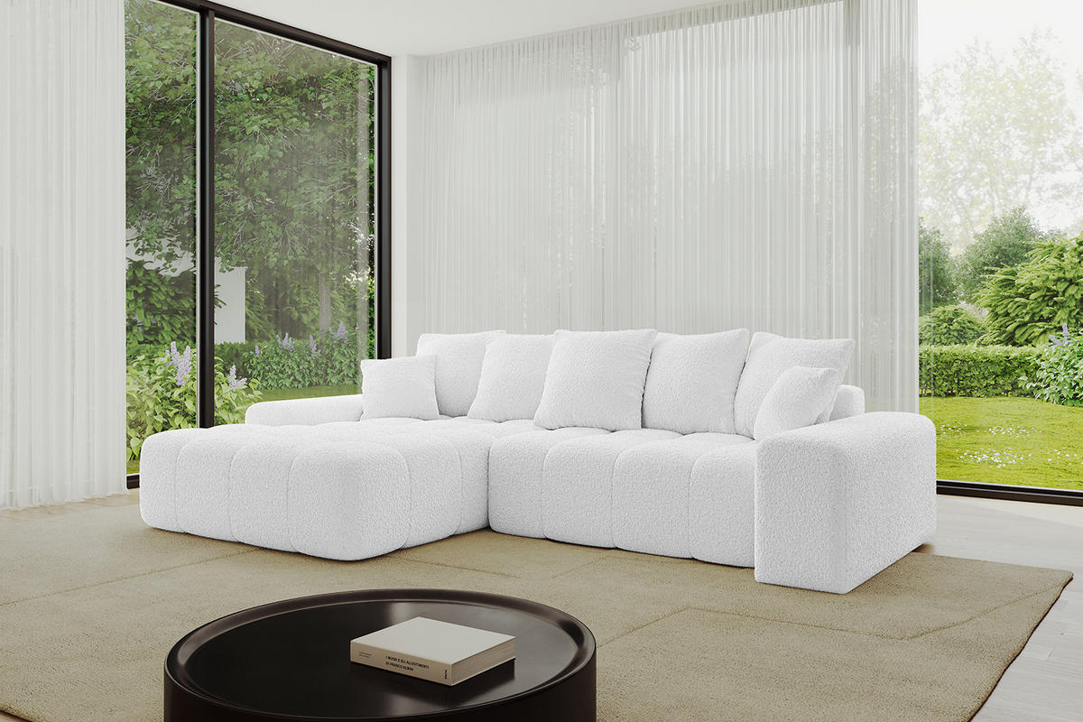 ECKSOFA Ottomane Links ENSI-L - 267x164x88 cm Weiß - Weiß, Holzwerkstoff/Kunststoff (267/164cm) - ALTDECOR