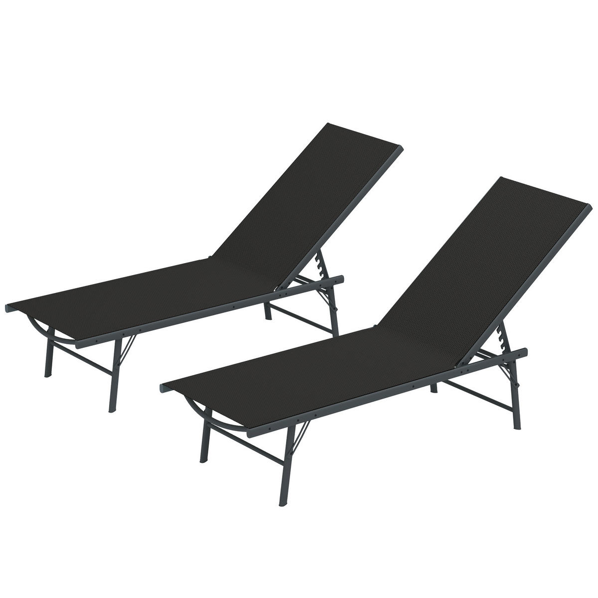 GARTENLIEGE Schwarz 2 Stück - Schwarz, Metall (54/84/164cm) - GiPP