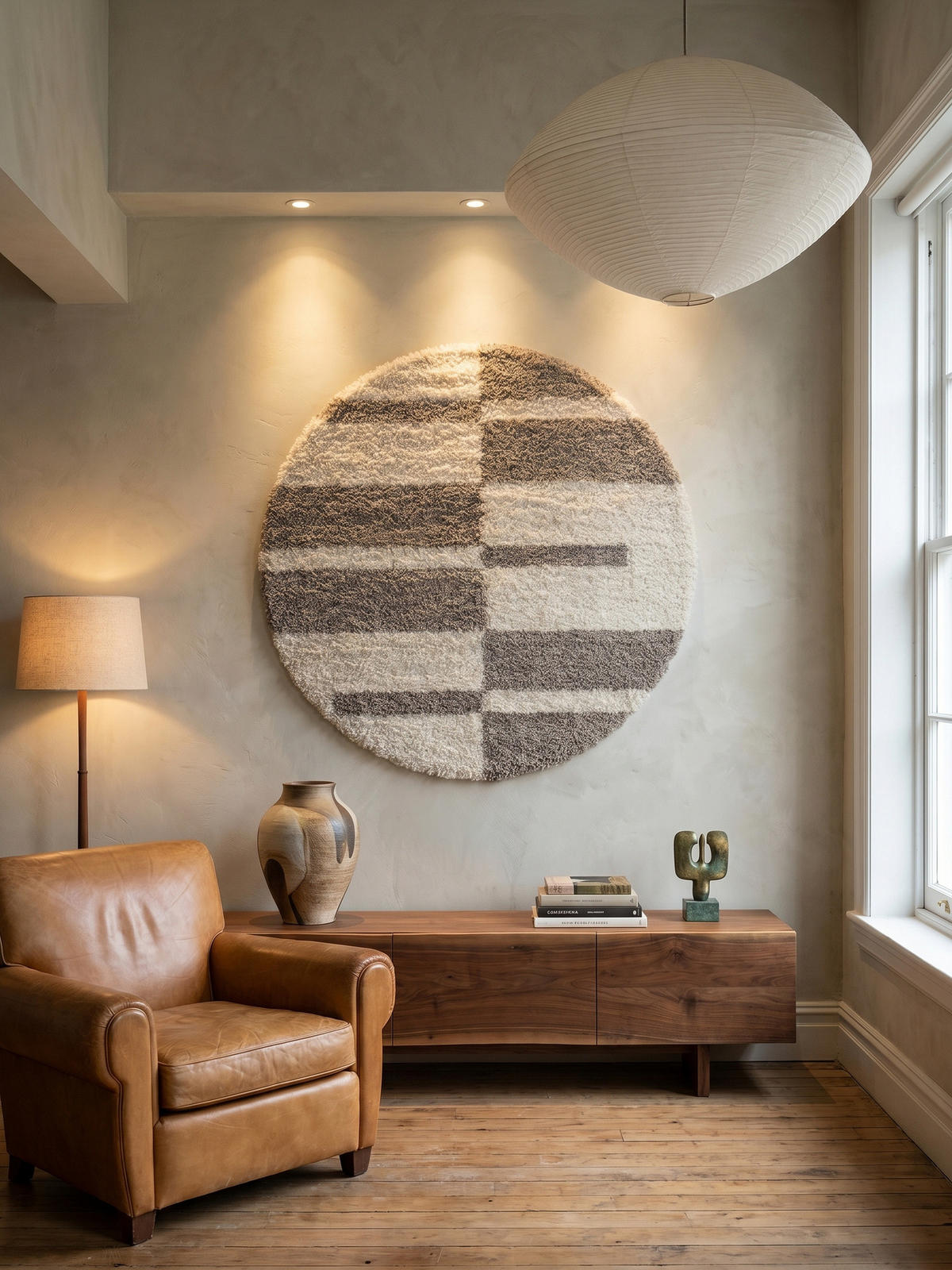 TEPPICH Waschbar Shaggy Kariert Kuschelig Schlafzimmer Rund Beige 120x120 cm – WATZMANN - Beige, Textil (120/120cm) - KADIMA DESIGN