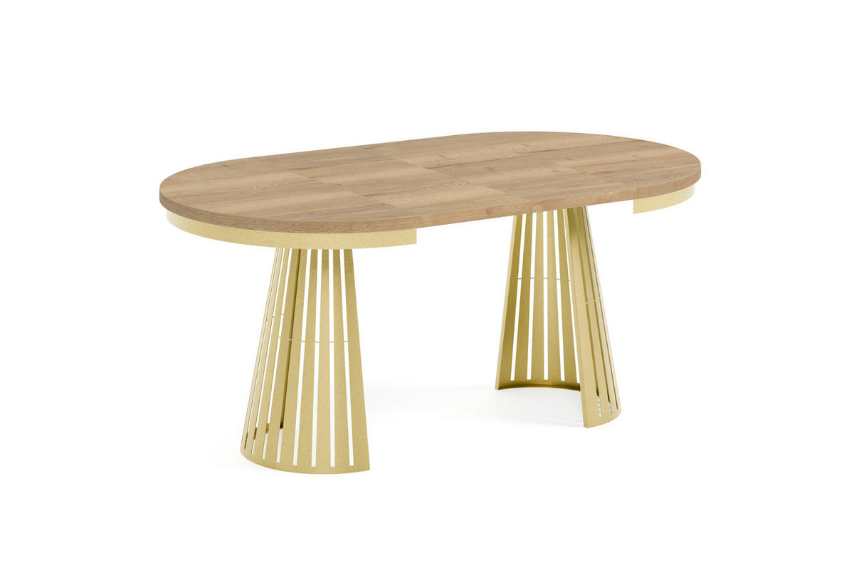 ESSTISCH Cone Bis - Hellbraun/Goldfarben, Holzwerkstoff/Metall (100/100/76cm) - Meblini