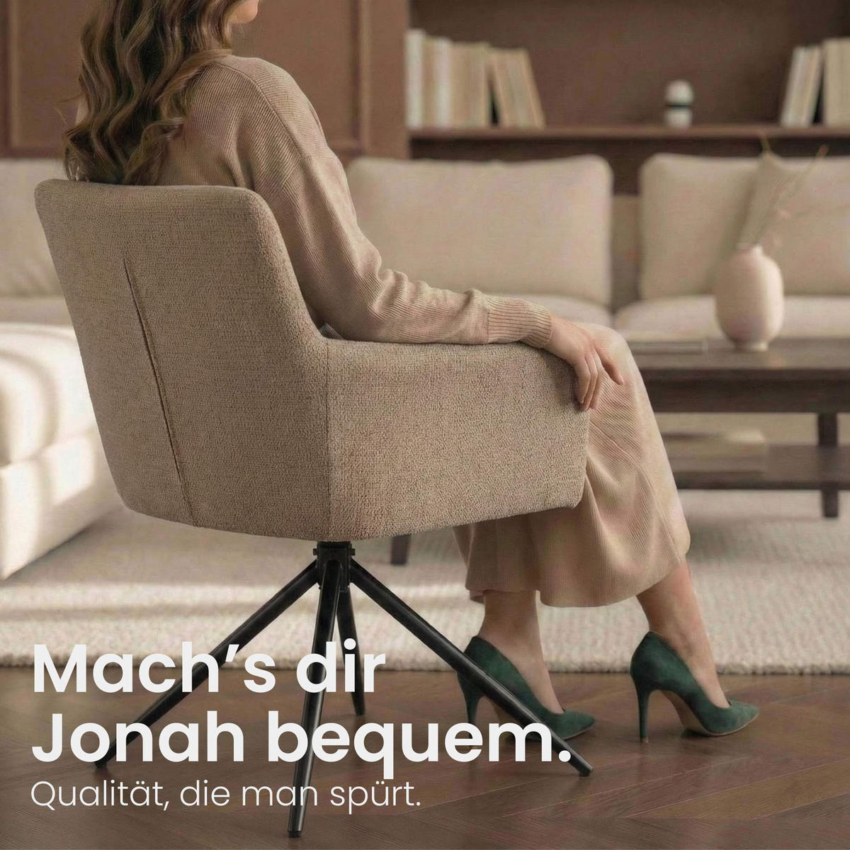 ARMLEHNENSTUHL Stoff Hellbraun - Hellbraun/Schwarz, Textil/Metall (59/87/59cm) - CLP