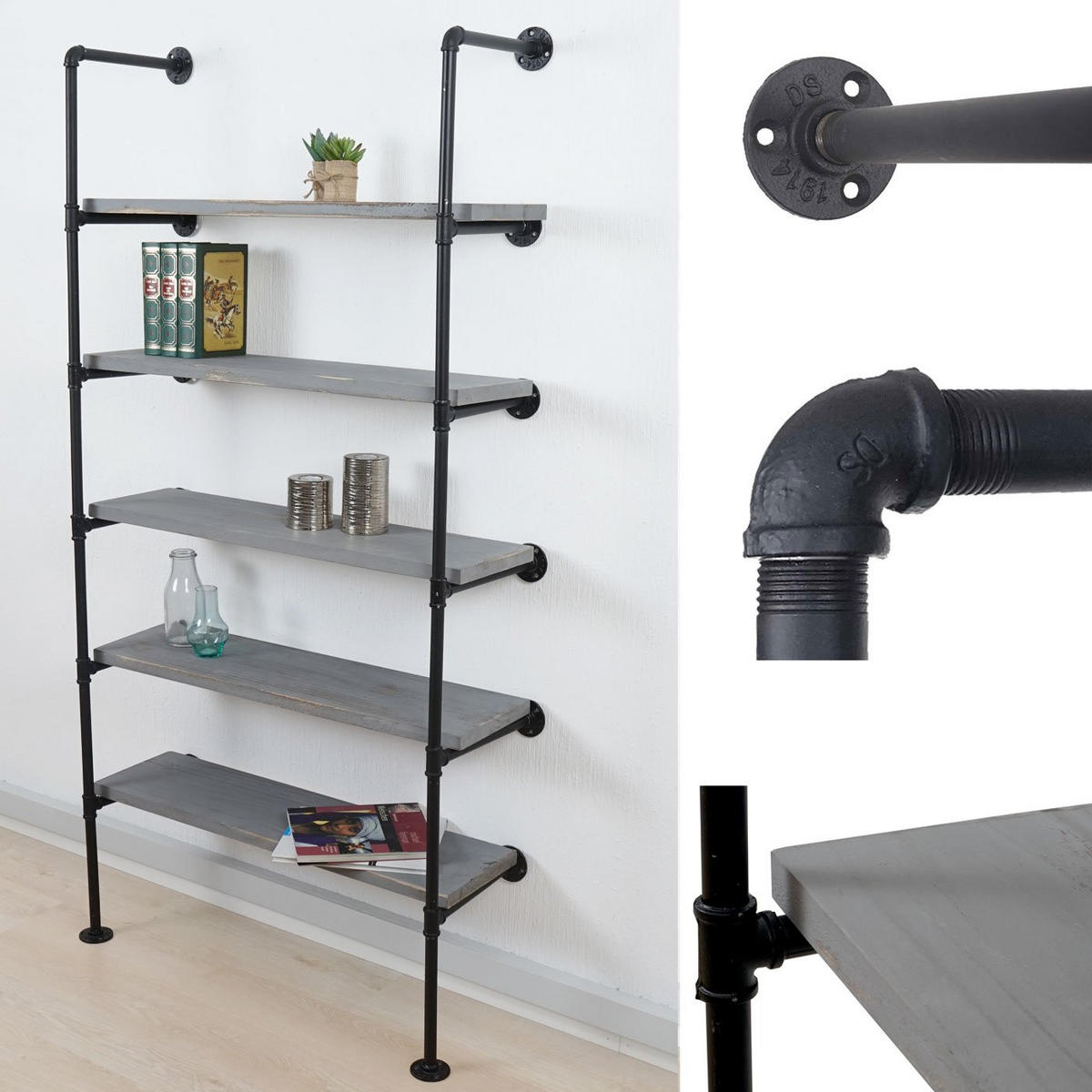 STANDREGAL Grau - Grau, Holz (80/165/28cm) - MCW