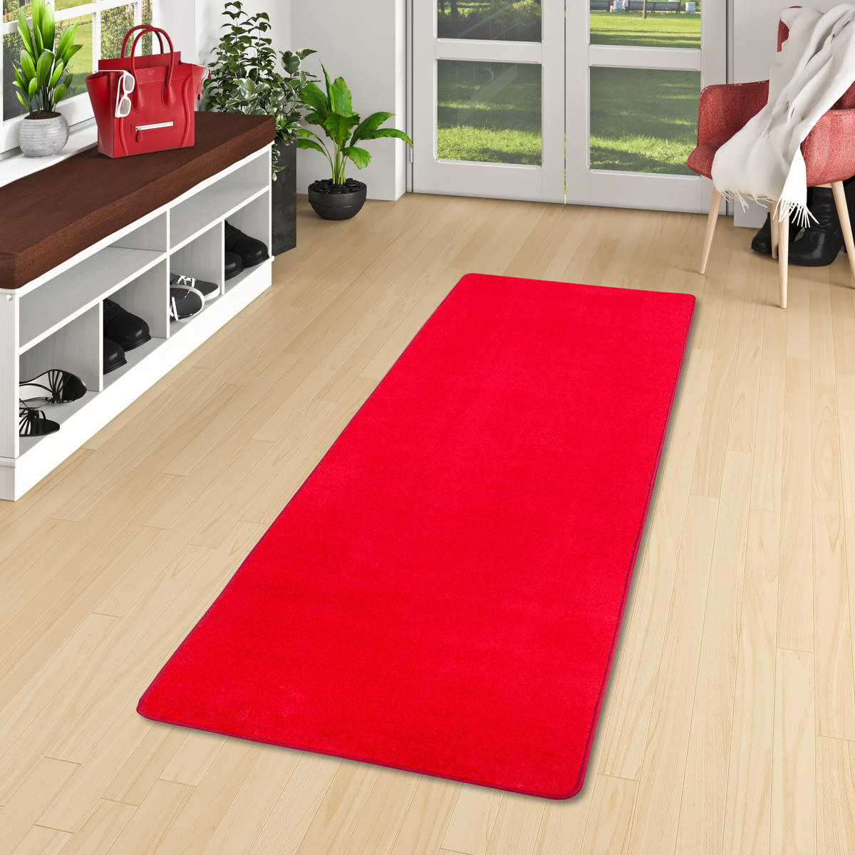 TREND VELOURS LÄUFER TEPPICH JOY - Hellrot, Textil (80/320cm) - Snapstyle