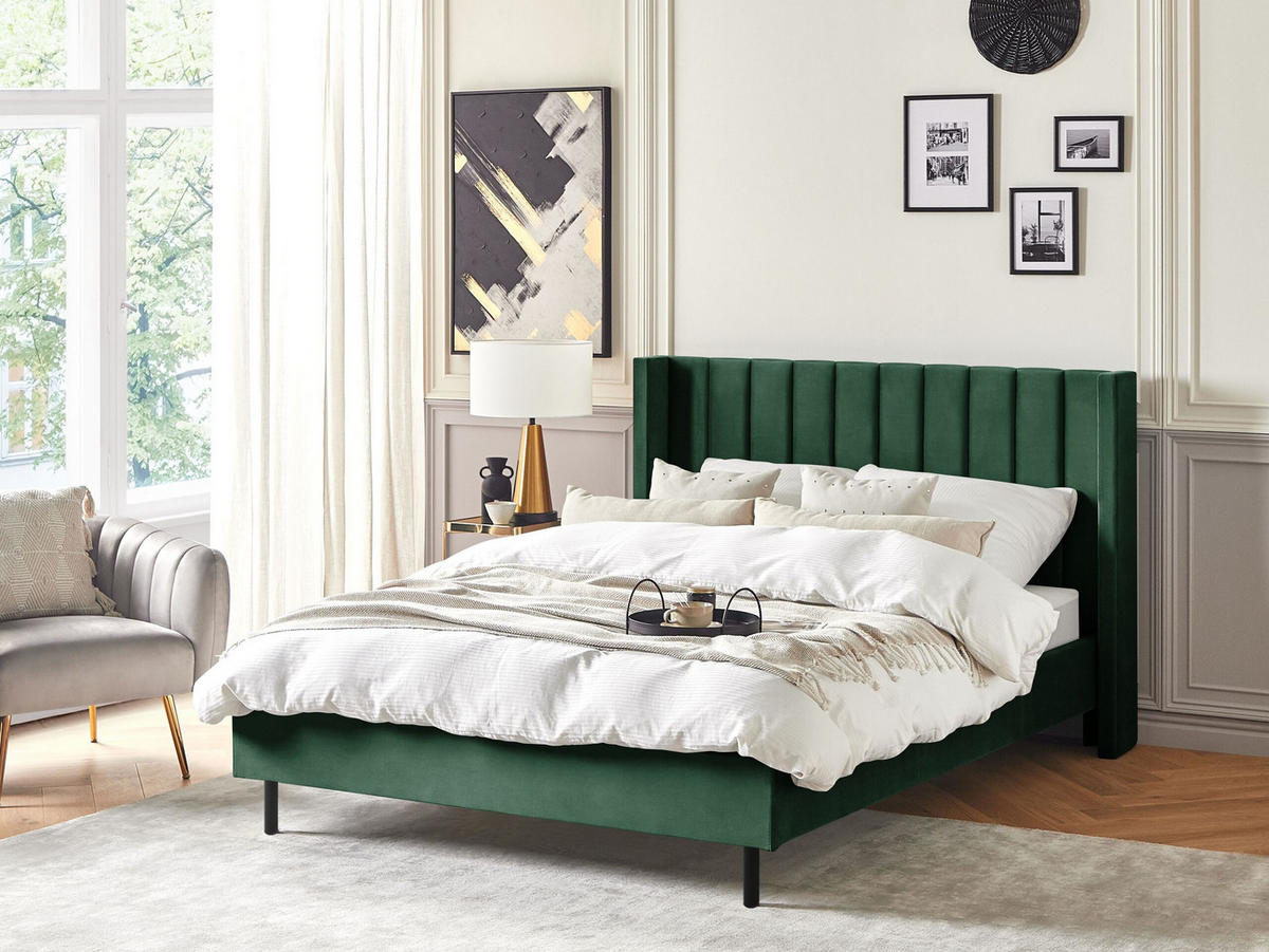 BETT mit Lattenrost 140x200 cm Grün Villette - Grün, Textil (140/200cm) - Beliani
