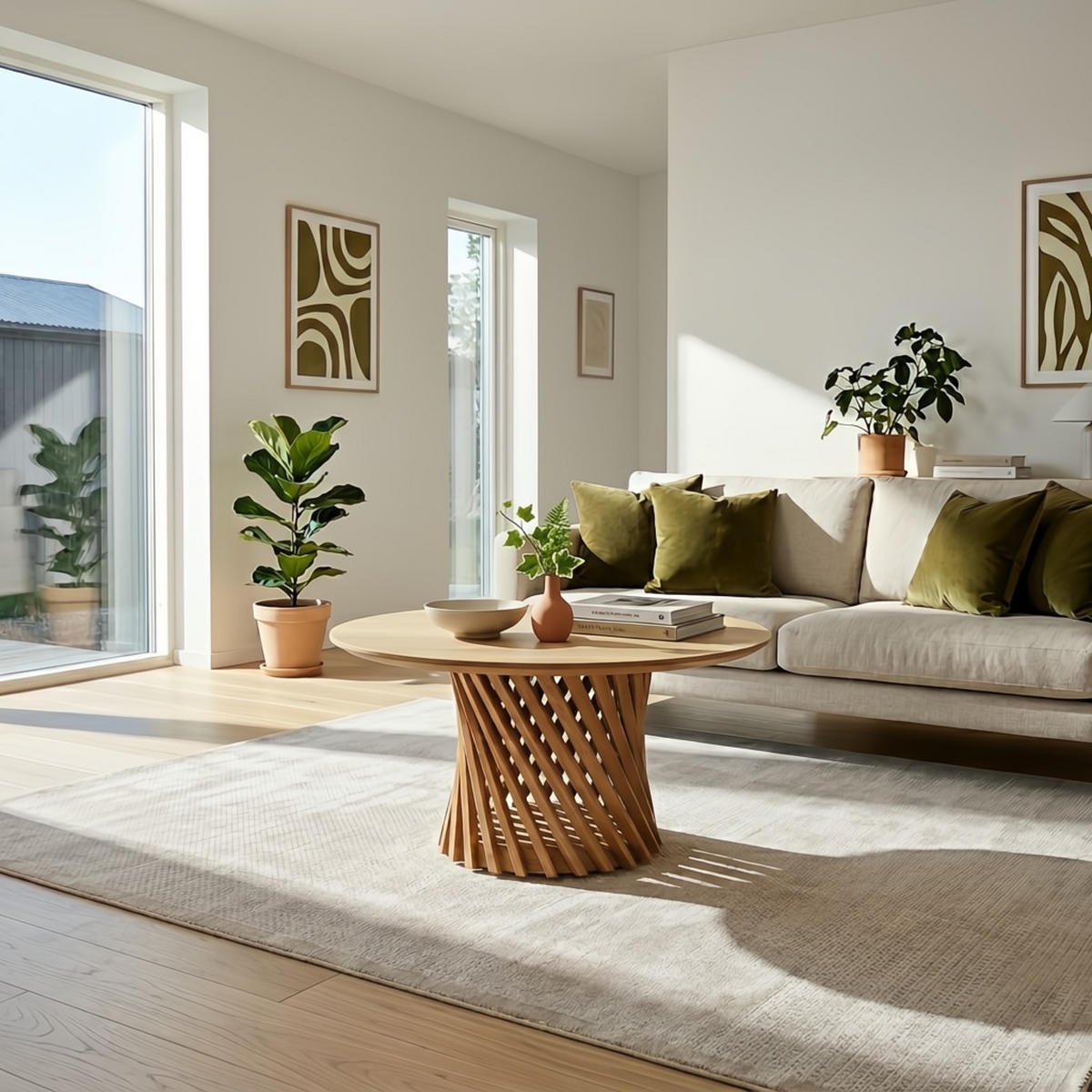 COUCHTISCH Emma, Natur Massiveiche - Beige, Holz (80/80/40cm) - WOODEK
