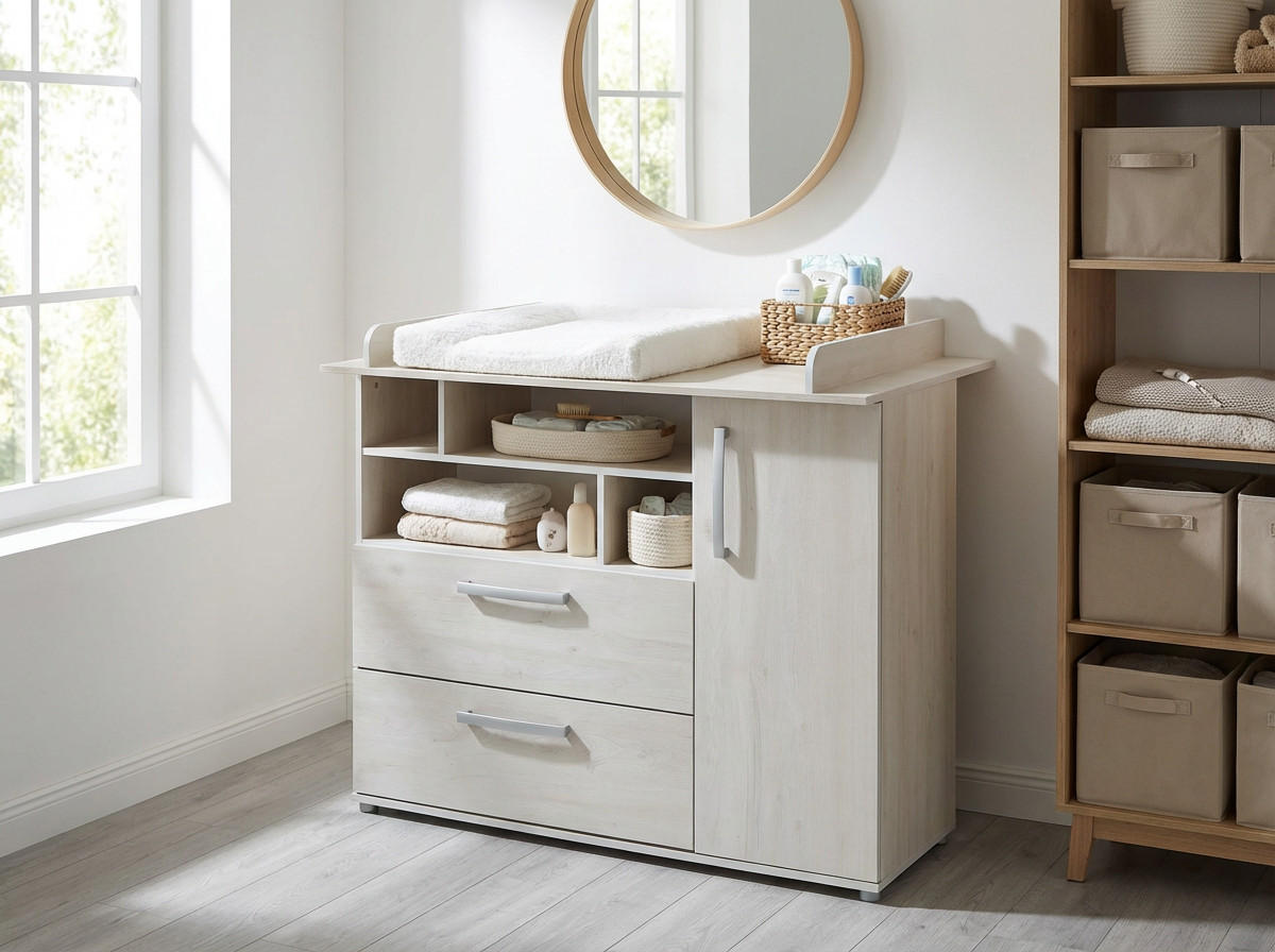 WICKELKOMMODE Emily - Eichefarben/Silberfarben, Holzwerkstoff/Kunststoff (115/75/100cm) - arthur berndt