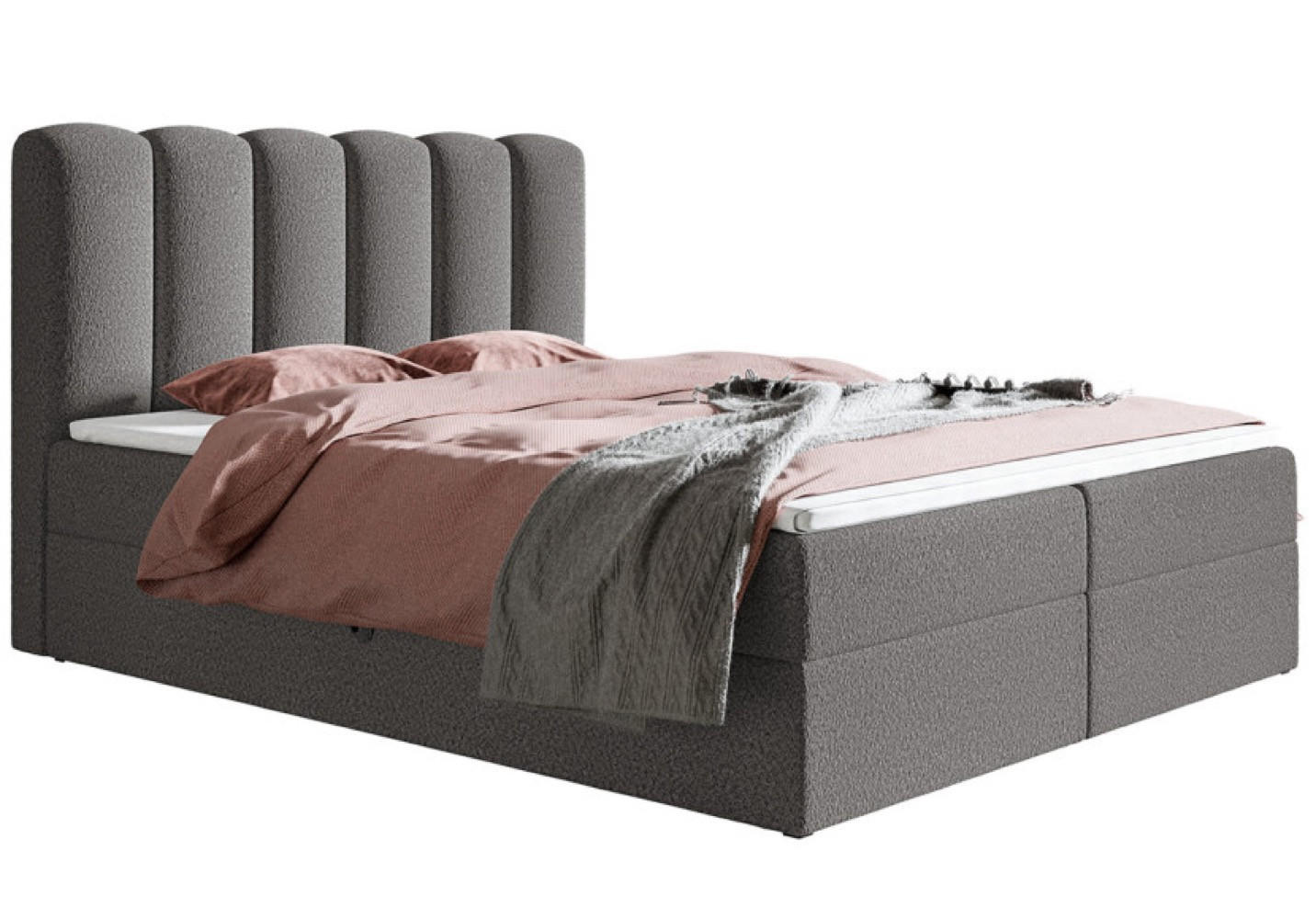 BETT Grafit FOX 10 Tkanina Boucle Catch Me 25 120x200 cm - Graphitfarben, Textil (120/200cm) - Sepro Meble