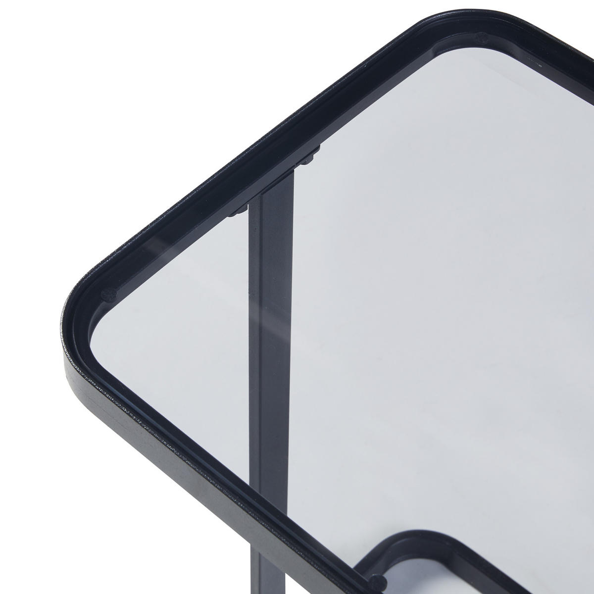 SATZTISCH Laxå - Transparent/Schwarz, Glas/Metall (41/32/51cm) - [en.casa]