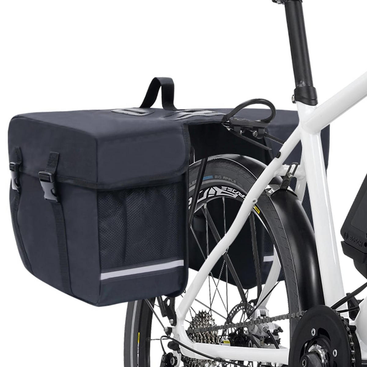 DOPPEL-FAHRRADTASCHE Für Gepäckträger Wasserdicht 35 L Schwarz - Schwarz, Textil (17/30/34cm) - vidaXL