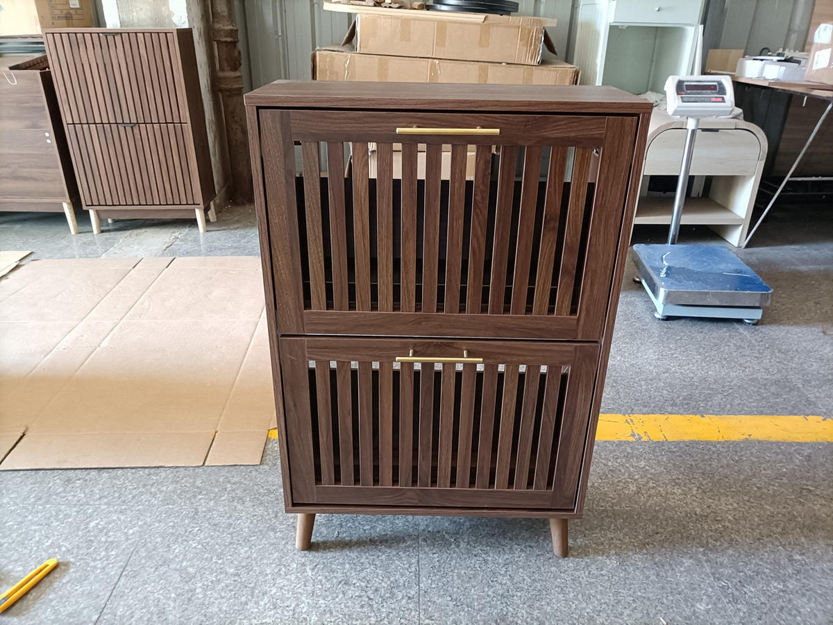 SCHUHSCHRANK aus MDF & Spanplatte in Walnuss mit Kippschutz - Walnussfarben, Holzwerkstoff (60/93/24cm) - Modfu