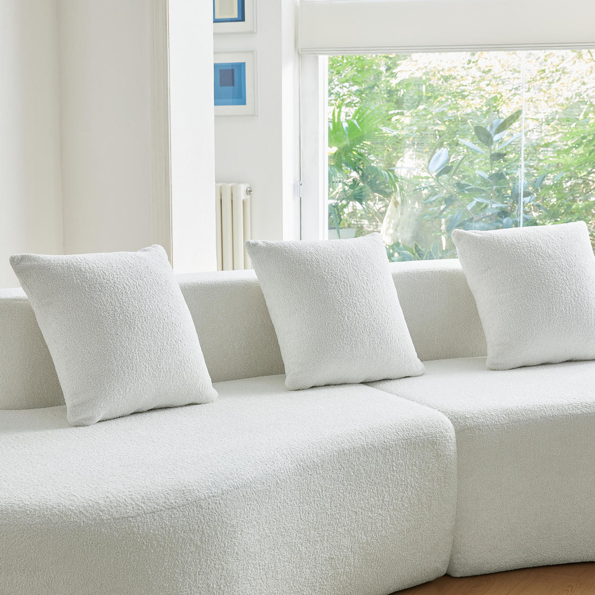 ECKSOFA modular 3-Sitzer 277 cm Samt White - Weiß, Textil (277/68/103cm) - IVMEU