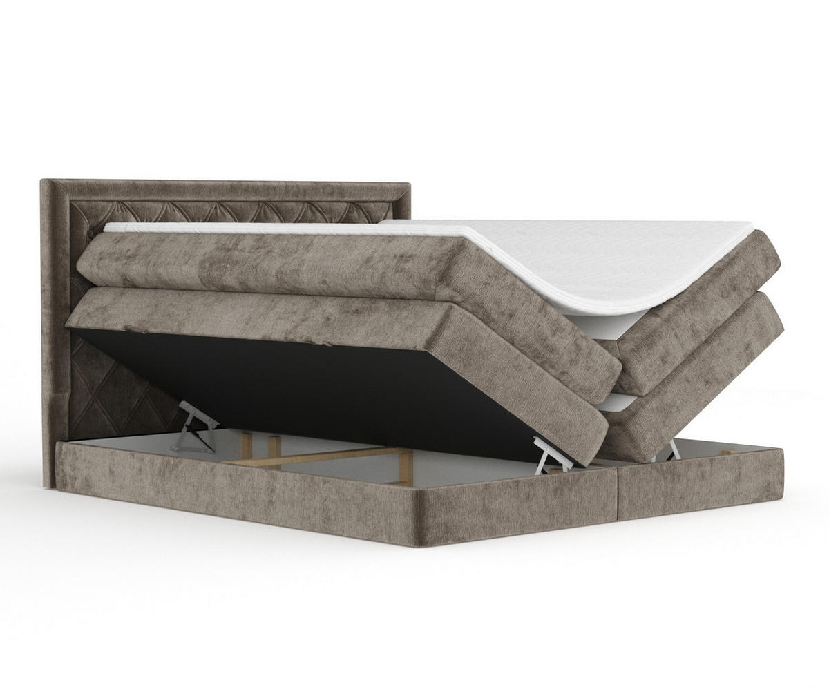 BOXSPRINGBETT Aurelia Braun 180/200 cm - Schwarz/Braun, Holz/Holzwerkstoff (180/200cm) - Maison de Reve