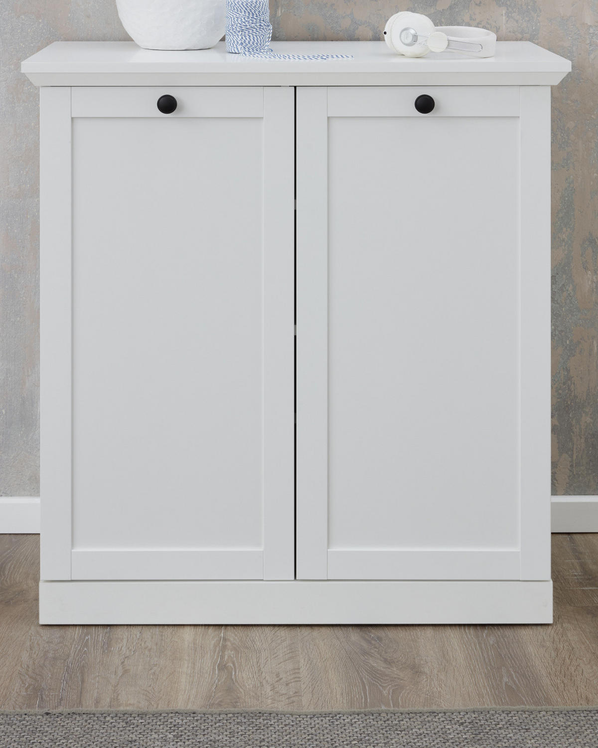 KOMMODE weiß 81 x 88 cm, SCHUHSCHRANK im Landhaus-Stil - Silberfarben/Weiß, Holzwerkstoff/Metall (81/88/41cm) - Top.Furn
