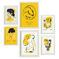 POSTER Set Mit 6 Schwarze Tintenumarmung Größe A3 & A4 Weißer Rahmen - Weiß, Papier (29.7/1cm) - Nacnic