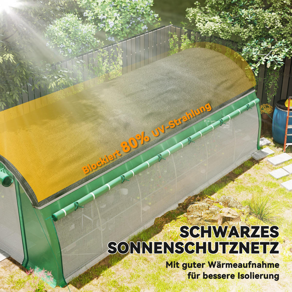 FOLIOVÝ TUNEL, 600L x 300B x 198H cm - zelená barva, plast (300/198/600cm) - Outsunny