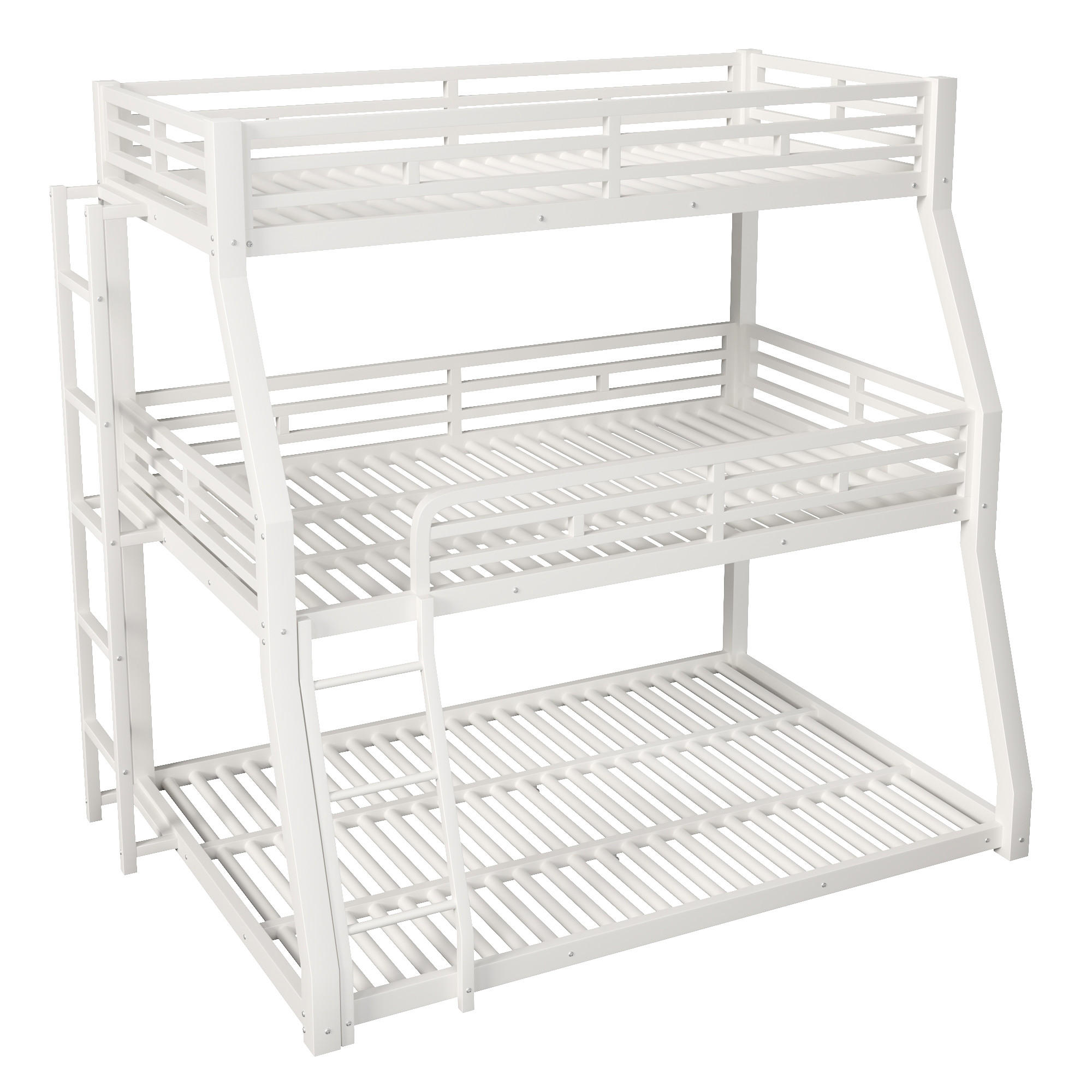 ETAGENBETT 90/120/140 x 200 cm, 3 Ebenen, DE-42019, in Weiß - Weiß, Metall (140/200cm) - ComfortXL
