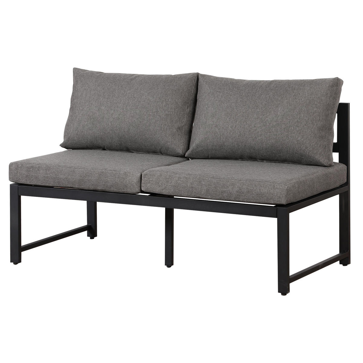 GARTENMÖBEL 199x60cm schwarz/grau aus Aluminium, mit Relax-Funktion - Grau, Metall - Modfu