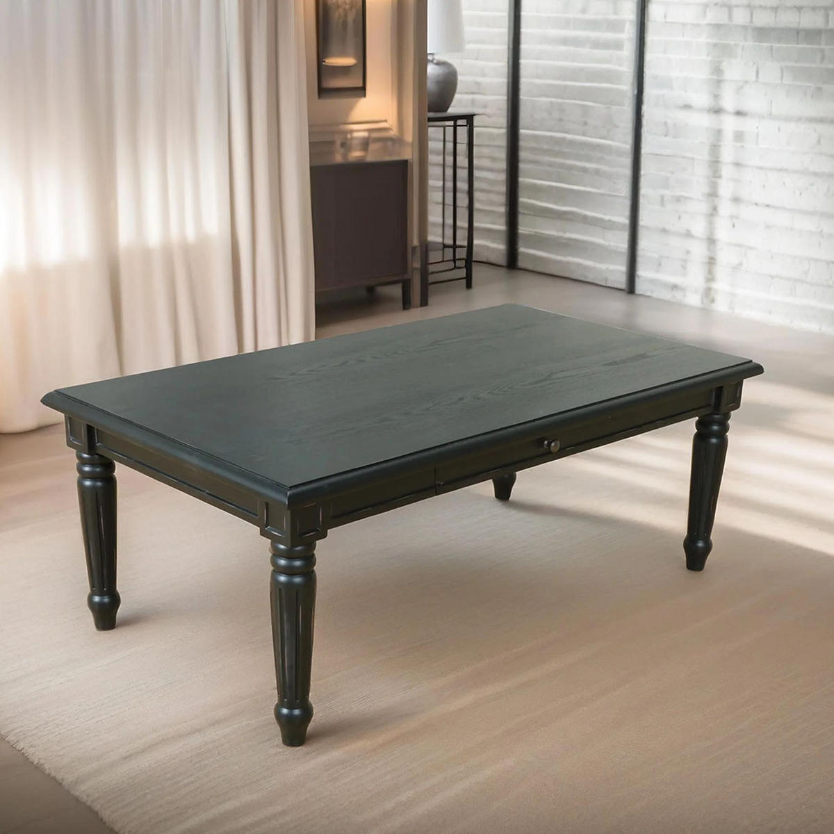 COUCHTISCH mit 2 Schubladen, schwarz - Weiß, Holzwerkstoff (135/75/51cm) - ebuy24