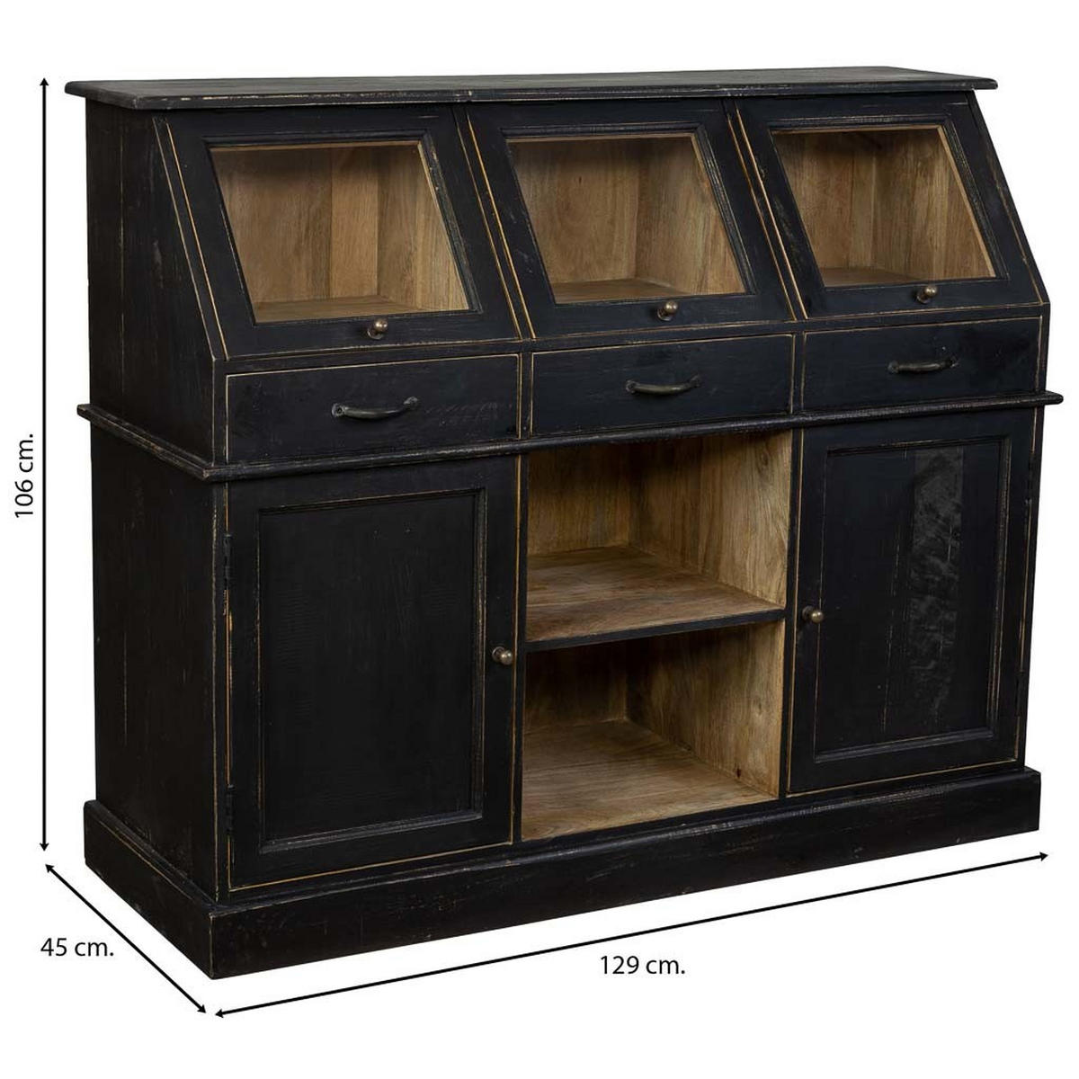 SIDEBOARD aus Holz 129x45x106 cm - Schwarz, Holz (129/106/45cm) - Wanderlust