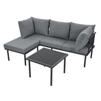 GARTENMÖBEL 173x60x66cm grau aus Olefin und verzinktem Stahl mit Sofaset - Grau, Metall - Modfu