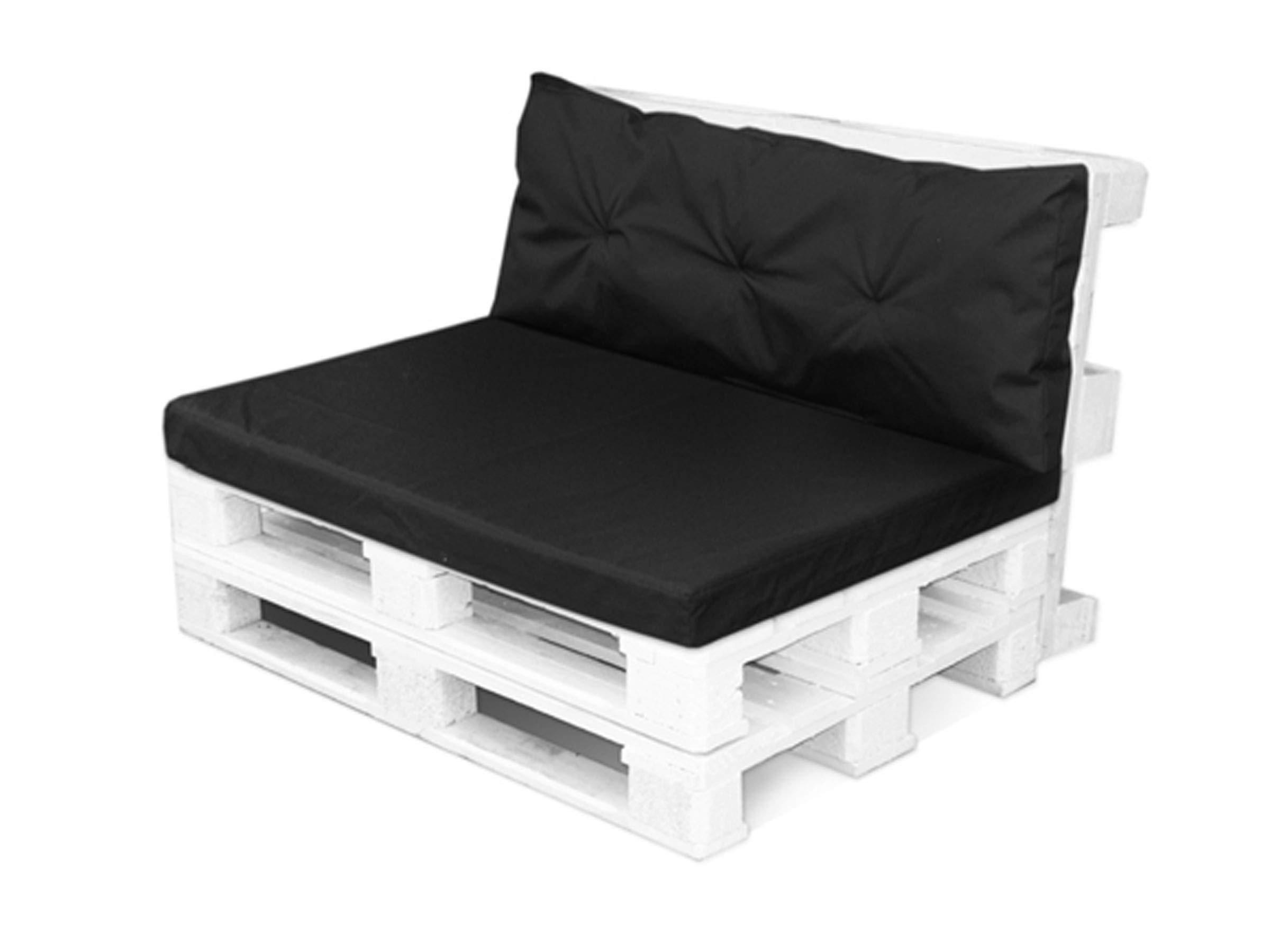 PALETTENKISSEN 120/80/10 cm, in Schwarz, für 2 Personen, mit Rückenteil - Schwarz, Naturmaterialien (120/10/80cm) - Best for Kids