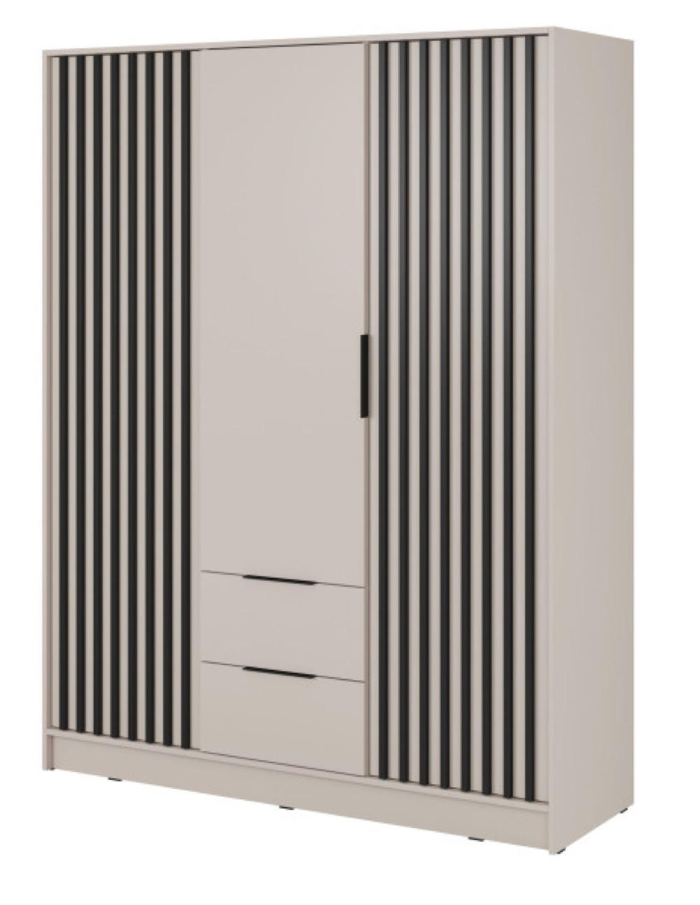 SCHRANK Kaschmir KELLY Dreitürig Mit Lamellen 155 cm - Kaschmir, Holzwerkstoff (155/200/51cm) - Sepro Meble