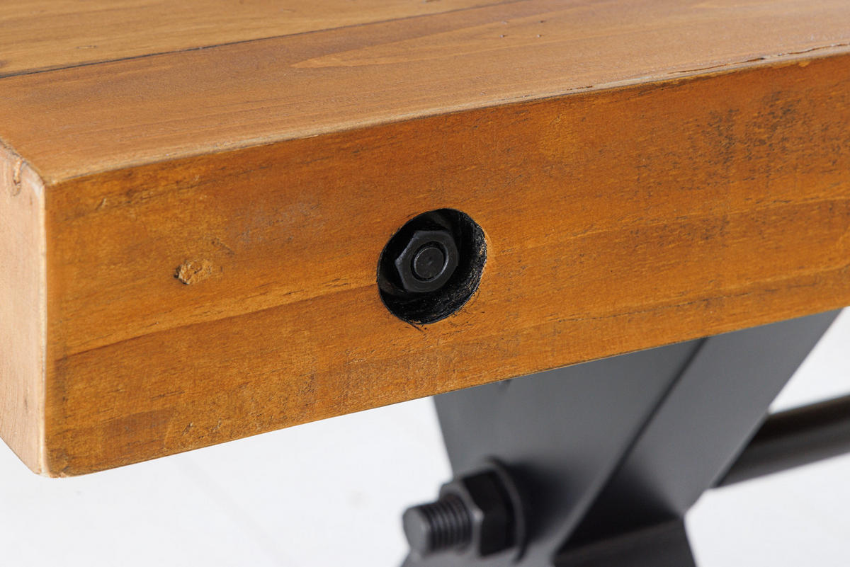 SITZBANK THOR Pinie Natur 240 cm - Schwarz/Naturfarben, Holz/Metall (240/46/40cm) - riess-ambiente