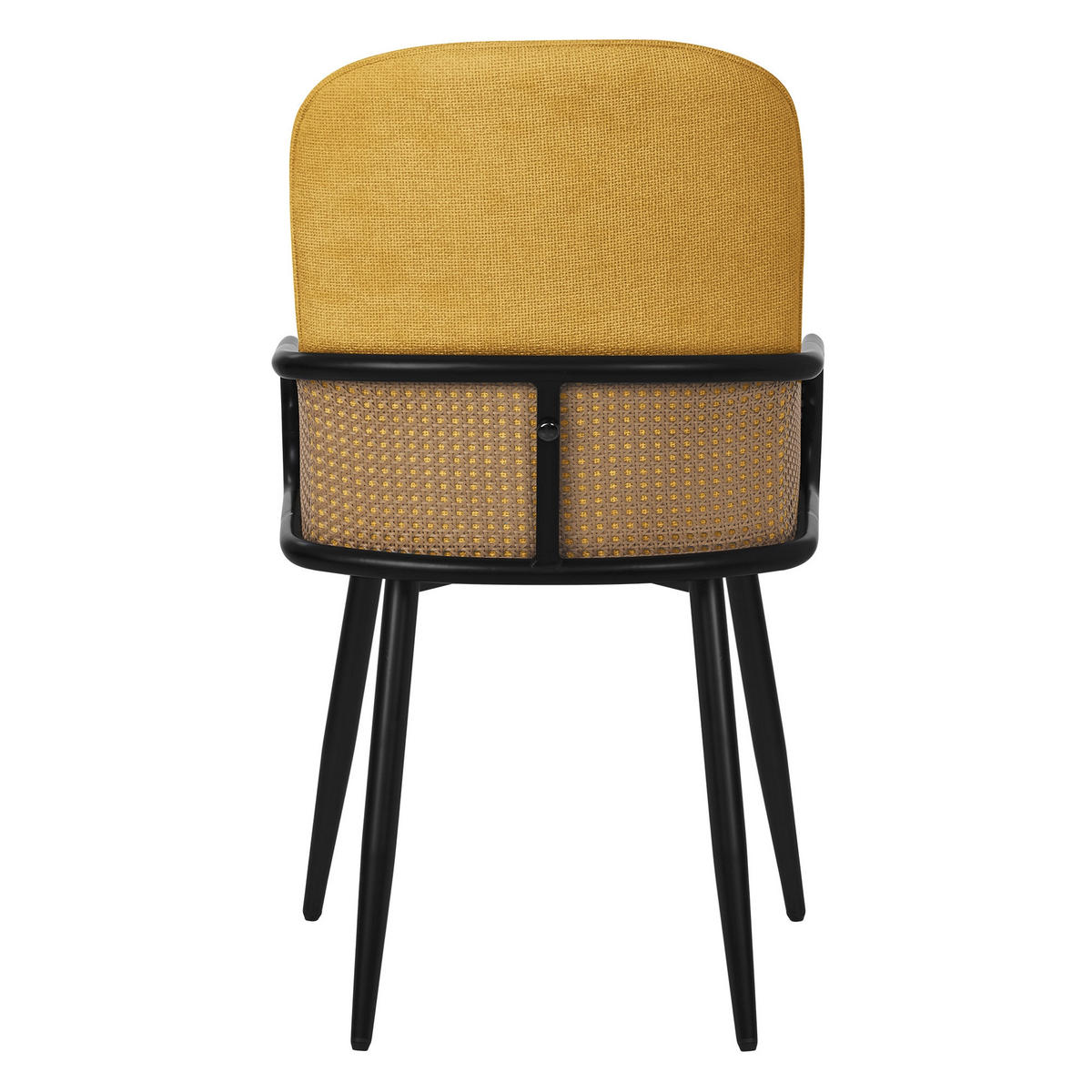 ESSZIMMERSTÜHLE 6er Set Senf mit Stoffbezug Rattan Optik - Gelb/Schwarz, Naturmaterialien/Textil (51/91/61cm) - ML-DESIGN