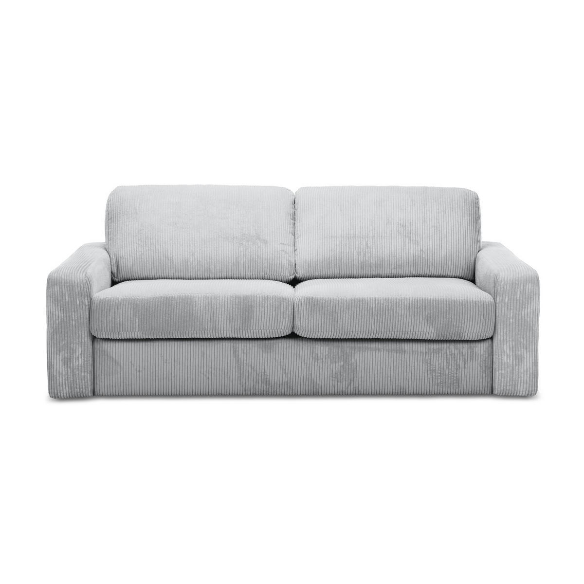 3-SITZER SOFA mit Schlaffunktion Cord Stoff Grau - Hellgrau/Schwarz, Kunststoff/Textil (195/80/100cm) - LaMiaSofa