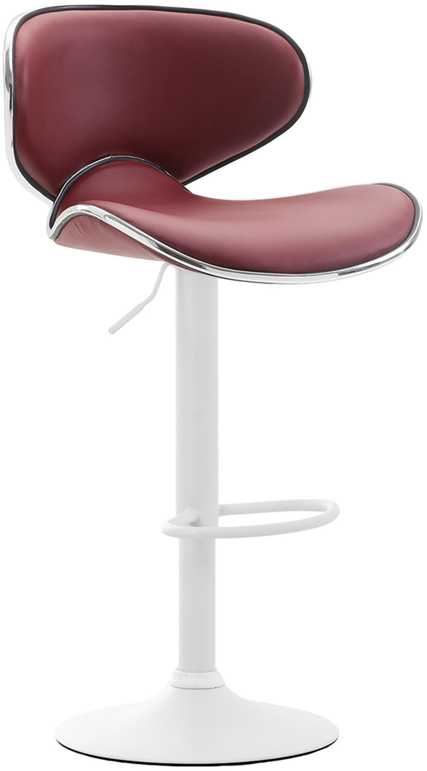 BARHOCKER 2er Set Las-Mallorcas Kunstleder weiß bordeauxrot - Bordeaux/Weiß, Kunststoff/Metall (46/108/49cm) - TPFLiving