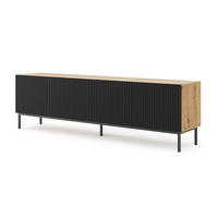 TV LOWBOARD Artisan Eiche, Schwarz, Schwarz 200/58/42 - Schwarz/Eiche Artisan, Holzwerkstoff (200/58/42cm) - RAUMHIRSCH FURNITURE