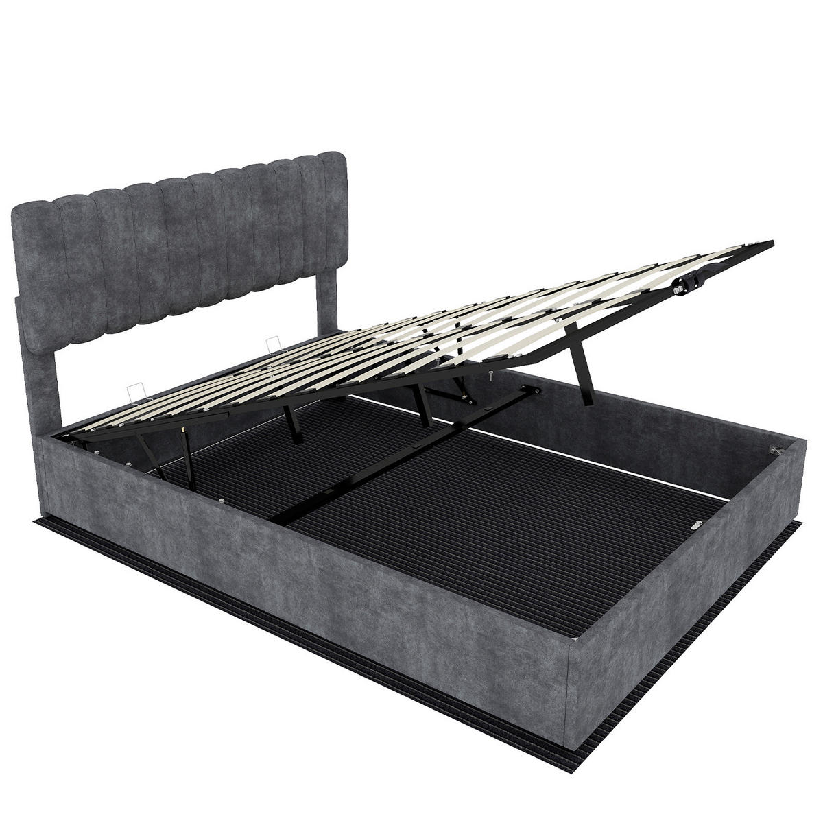 POLSTERBETT 140/200 cm DE-32948 mit Stauraum Grau - Grau, Metall (140/200cm) - ComfortXL