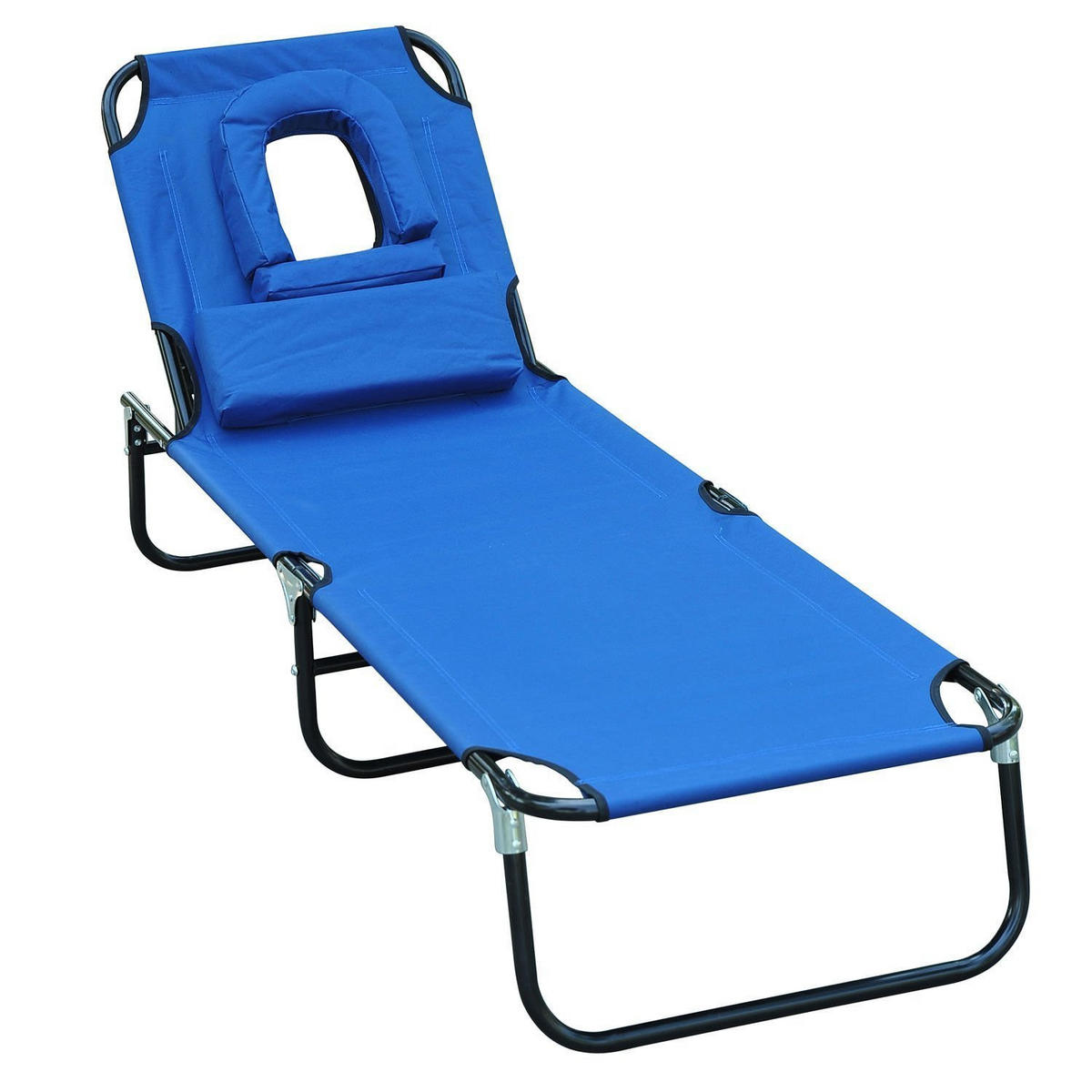 GARTENSONNENLIEGE, Einheitsmodell, Azul, 4-fach verstellbare Lehne mit Kissen, 190 x 56 x 28 cm - Blau, Metall (190/28/56cm) - Vallsero