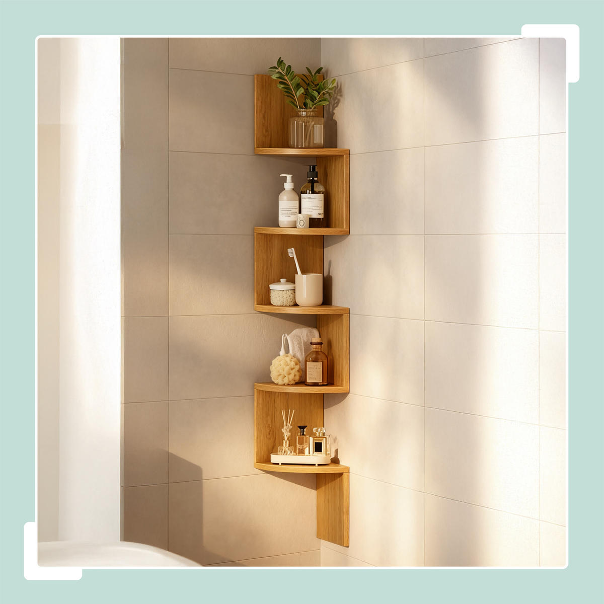 ROHOVÝ reg. - svetlohnedá, kompozitné drevo (20/125/20cm) - Relaxdays