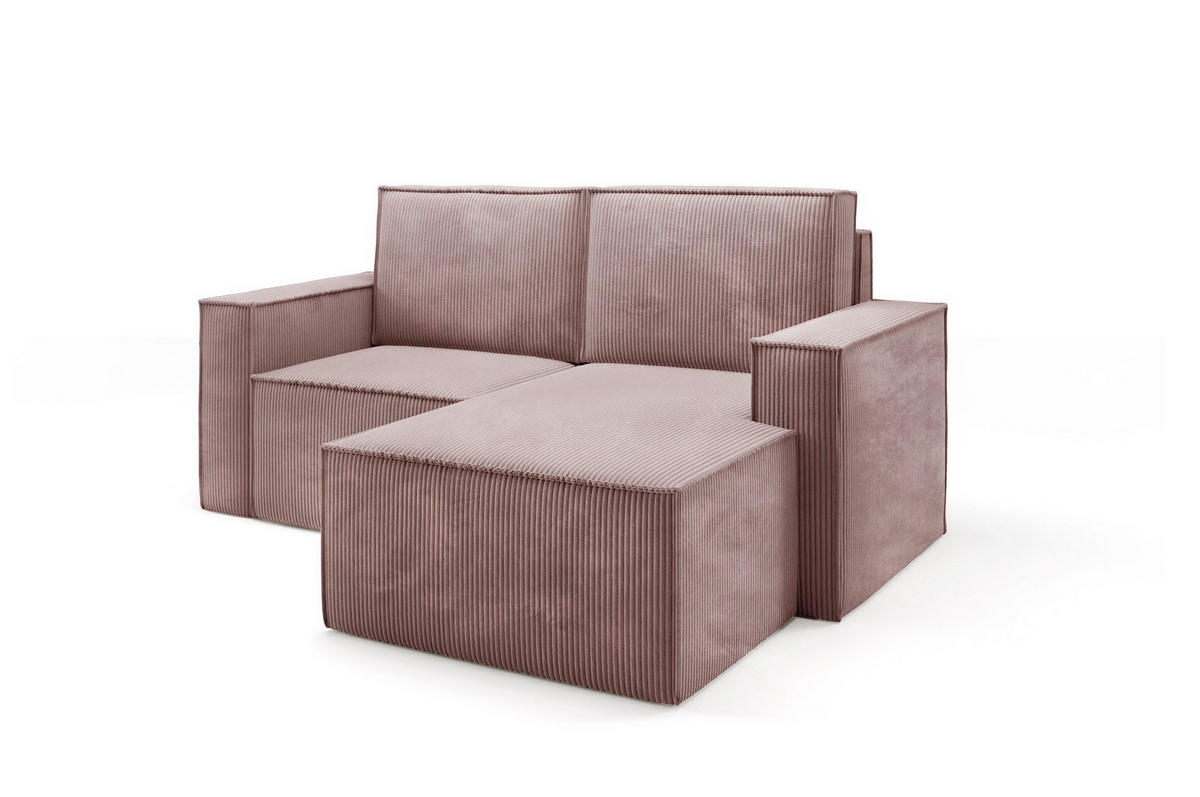 ECKSOFA Orto Rosa, Zweisitzer Kordecksofa rechte seite - Rosa, Holzwerkstoff/Textil (180/141cm) - Bettso