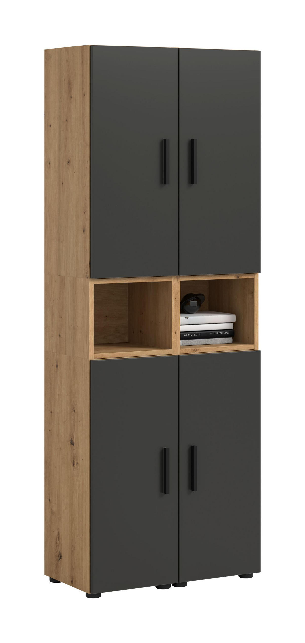 WOHNWAND The One Basalt grau 65/34/178 cm - Braun, Holzwerkstoff (65/178/34cm) - Xonox