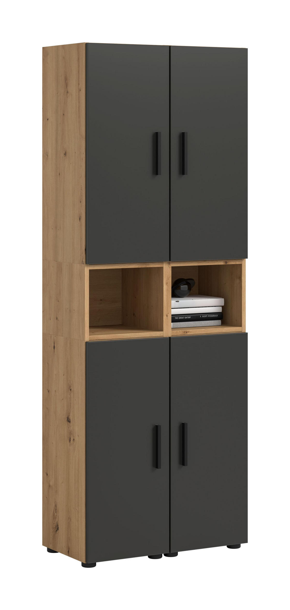 WOHNWAND The One Basalt grau 65/34/178 cm - Braun, Holzwerkstoff (65/178/34cm) - Xonox