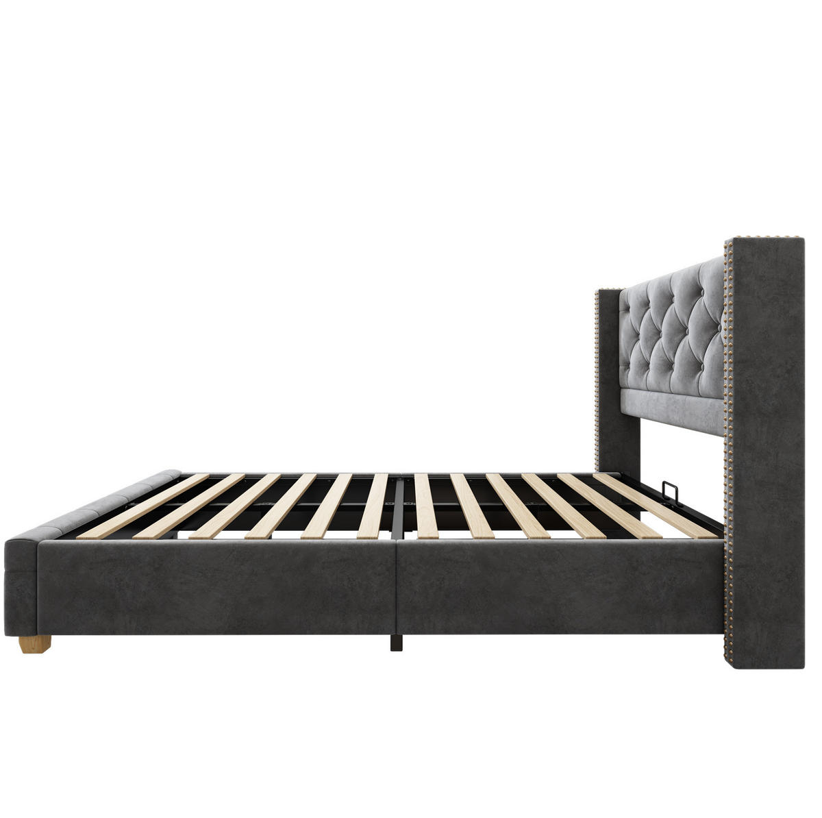 POLSTERBETT mit Lattenrost 90x200 cm Samt Grau - Grau, Metall (90/200cm) - Beauniv
