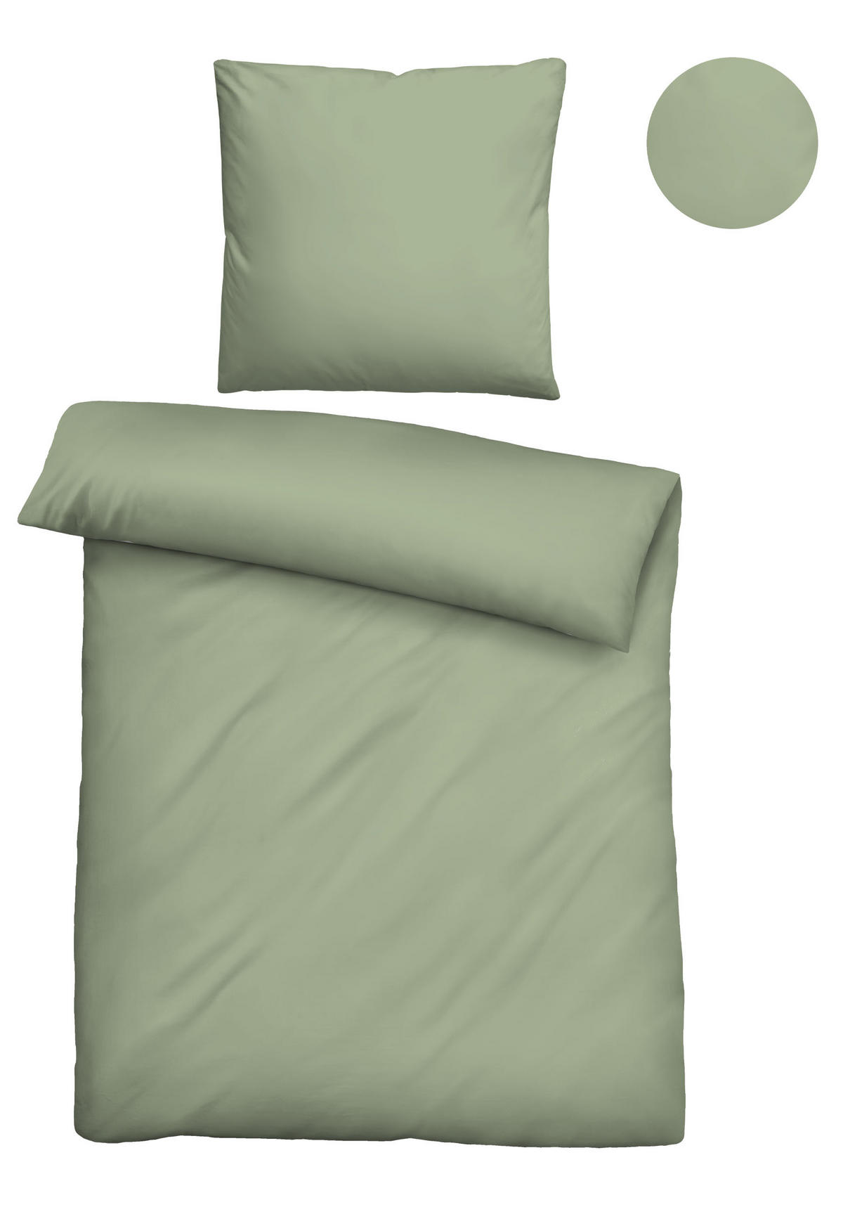 BETTWÄSCHE-GARNITUR Flanell UNI oliv, 155x220 cm + 80x80 cm - Olivgrün, Textil (155/220cm) - biberna