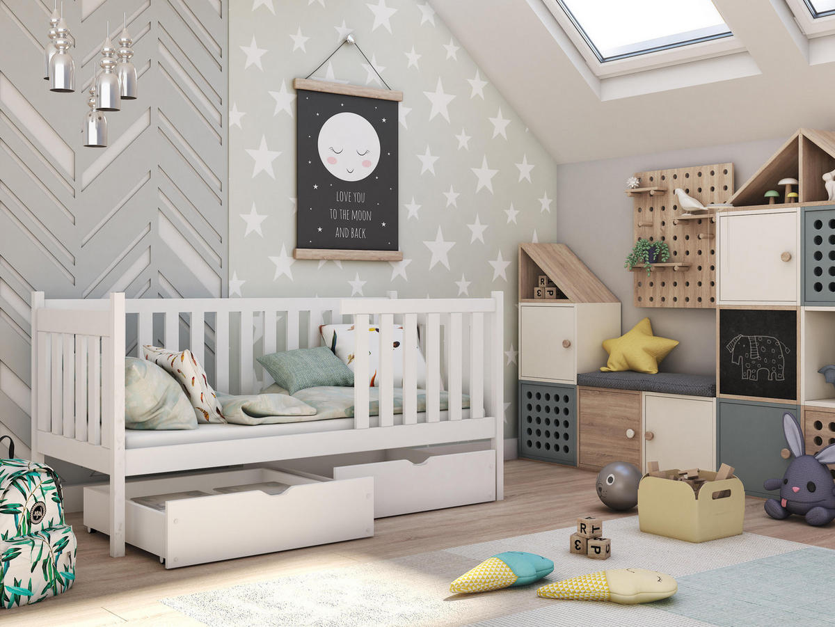 KINDERBETT WEIß - Weiß, Holz (90/200cm) - FURNLUX