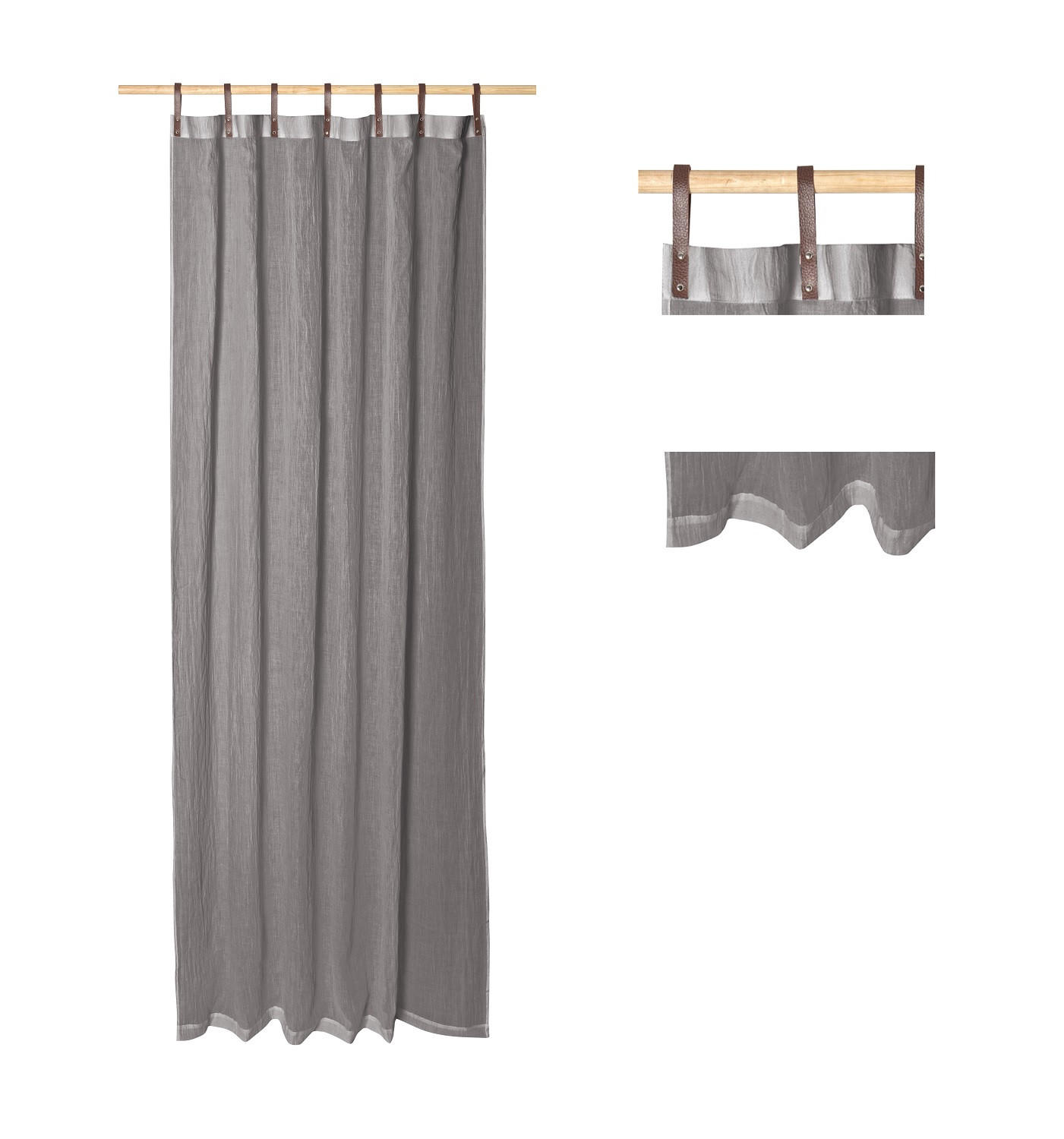 SCHLAUFENSCHAL Evi 2er Set mittelgrau - Grau, Textil (135/245/245cm) - Magma Heimtexx