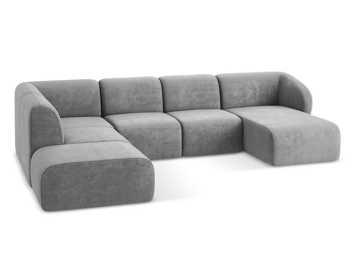 ECKSOFA Links Chenille Stoff Beige - Schwarz/Cappuccino, Holzwerkstoff/Kunststoff (178/166cm) - Makamii