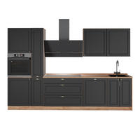KÜCHENZEILE Fame-Line, Anthrazit-Gold Landhaus/Goldkraft Eiche, 310 cm, AP Eiche - Honigeiche/Anthrazit, Holzwerkstoff (310/206.8/60cm) - Vicco