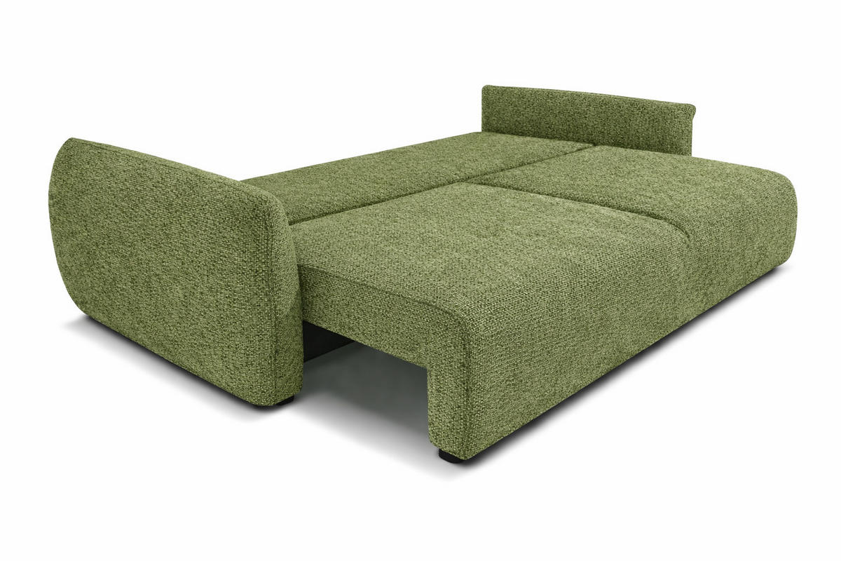 SOFA Mit Schlaffunktion Und Bettkasten, Chenille-Stoff Artico, Moss, Zephira - Grün, Holz (238/87/102cm) - Kaiser Möbel