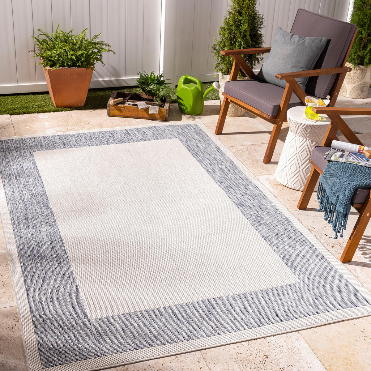 OUTDOORTEPPICH 200/275 cm Beige - Blau, Naturmaterialien/Textil (200/275cm) - LIVABLISS