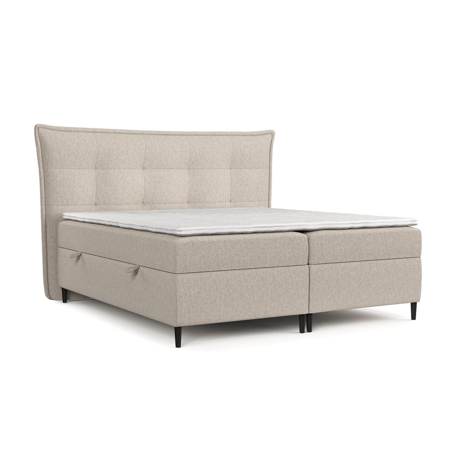 BOXBETT Las Palmas 180/200 cm Hellbeige im Megan Stoff - Sandfarben/Schwarz, Holz/Holzwerkstoff (180/200cm) - AltaBeds