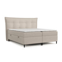 BOXBETT Las Palmas 180/200 cm Hellbeige im Megan Stoff - Sandfarben/Schwarz, Holz/Holzwerkstoff (180/200cm) - AltaBeds