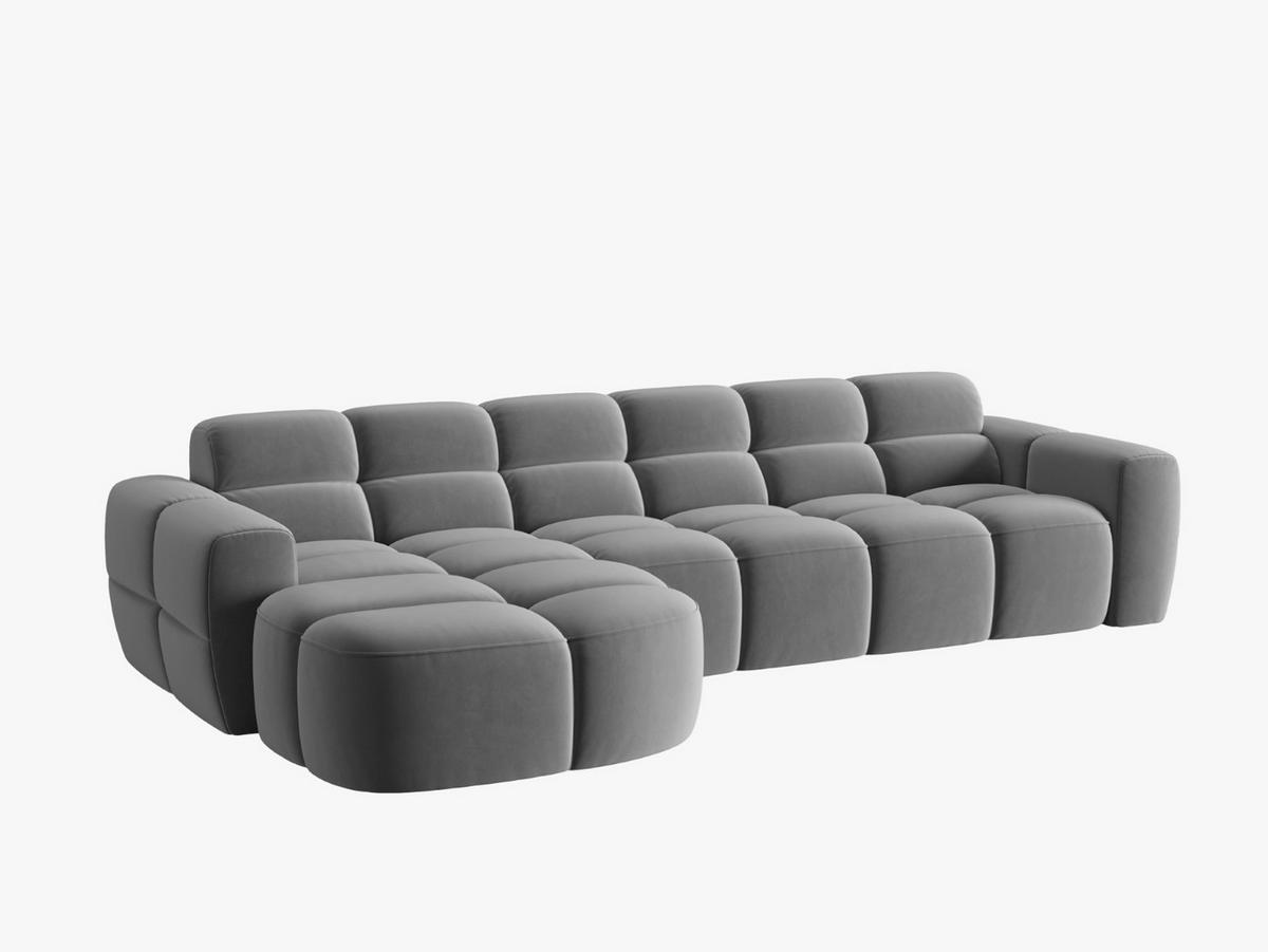 ECKSOFA links Lisa aus Samt hellgrau 4 Sitzplätze - Hellgrau, Textil (170/310cm) - Micadoni